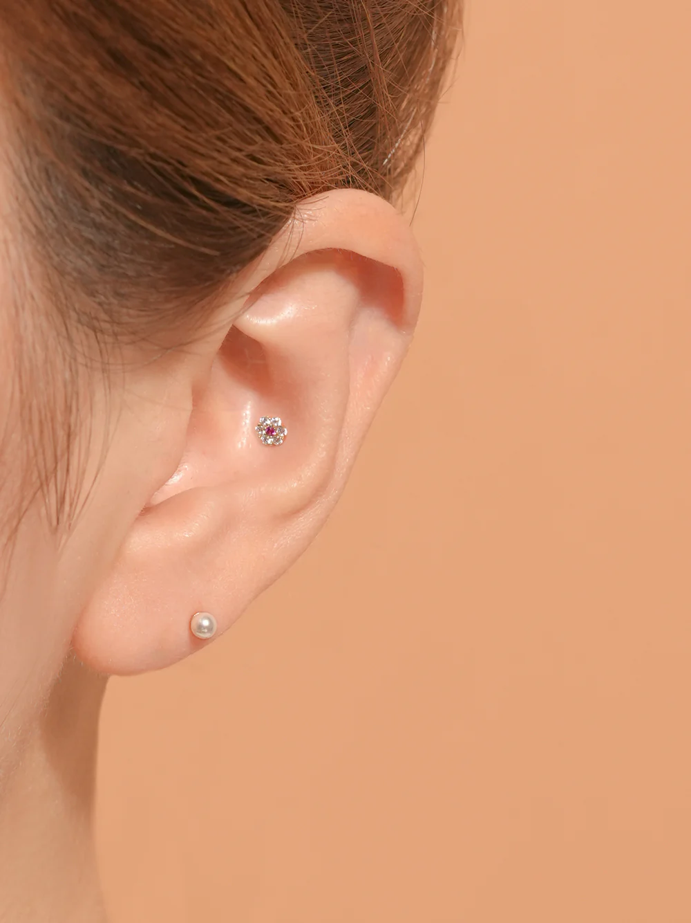 14K Solid Gold Harmony Flower Internally Threaded Labret Piercing 20G - Image 10