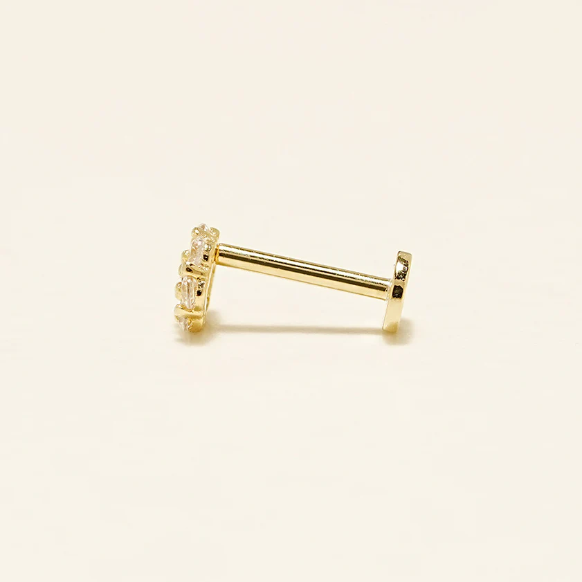 14K Solid Gold Harmony Flower Internally Threaded Labret Piercing 20G - Image 11
