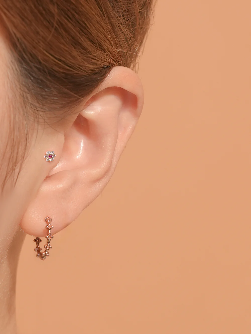 14K Solid Gold Harmony Flower Internally Threaded Labret Piercing 20G - Image 6