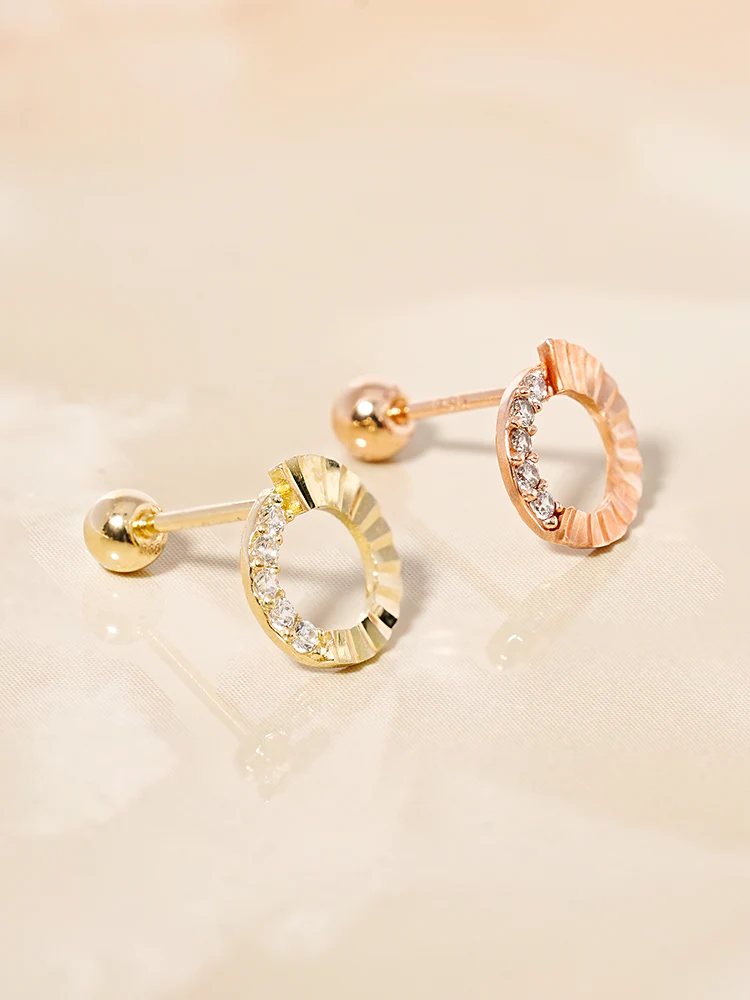 14K Solid Gold Jackpot Round Cut Cubic Cartilage Earring 20G - Image 5