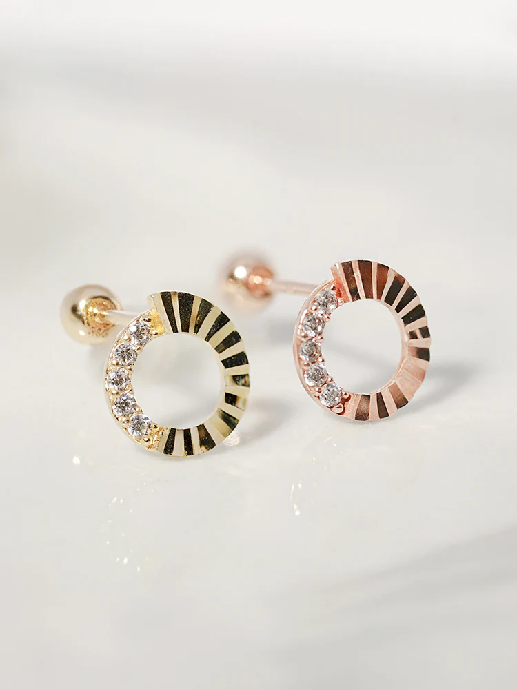 14K Solid Gold Jackpot Round Cut Cubic Cartilage Earring 20G - Image 6