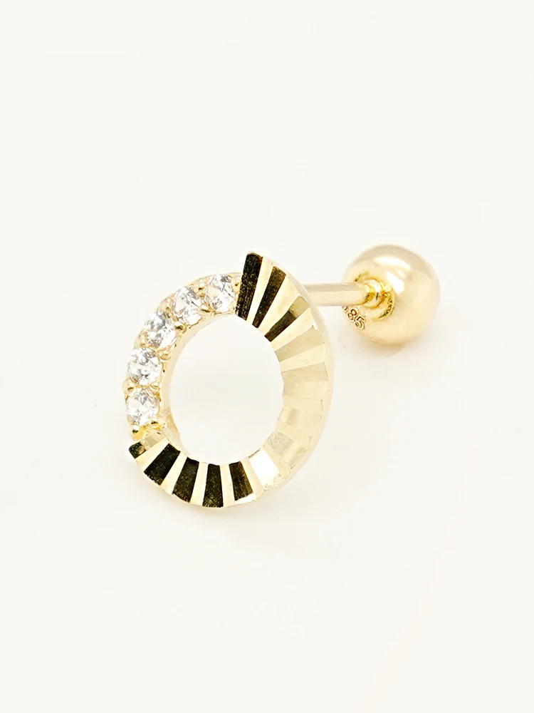 14K Solid Gold Jackpot Round Cut Cubic Cartilage Earring 20G - Image 8