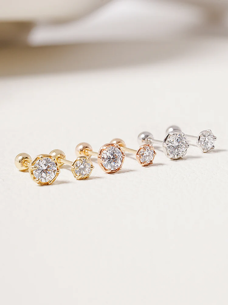 14K Solid Gold Lab Diamond Grace Cartilage Earring 20G18G16G - Image 14