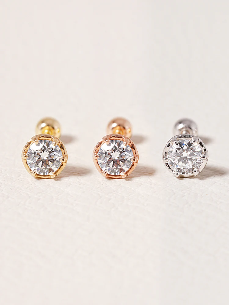 14K Solid Gold Lab Diamond Grace Cartilage Earring 20G18G16G - Image 18