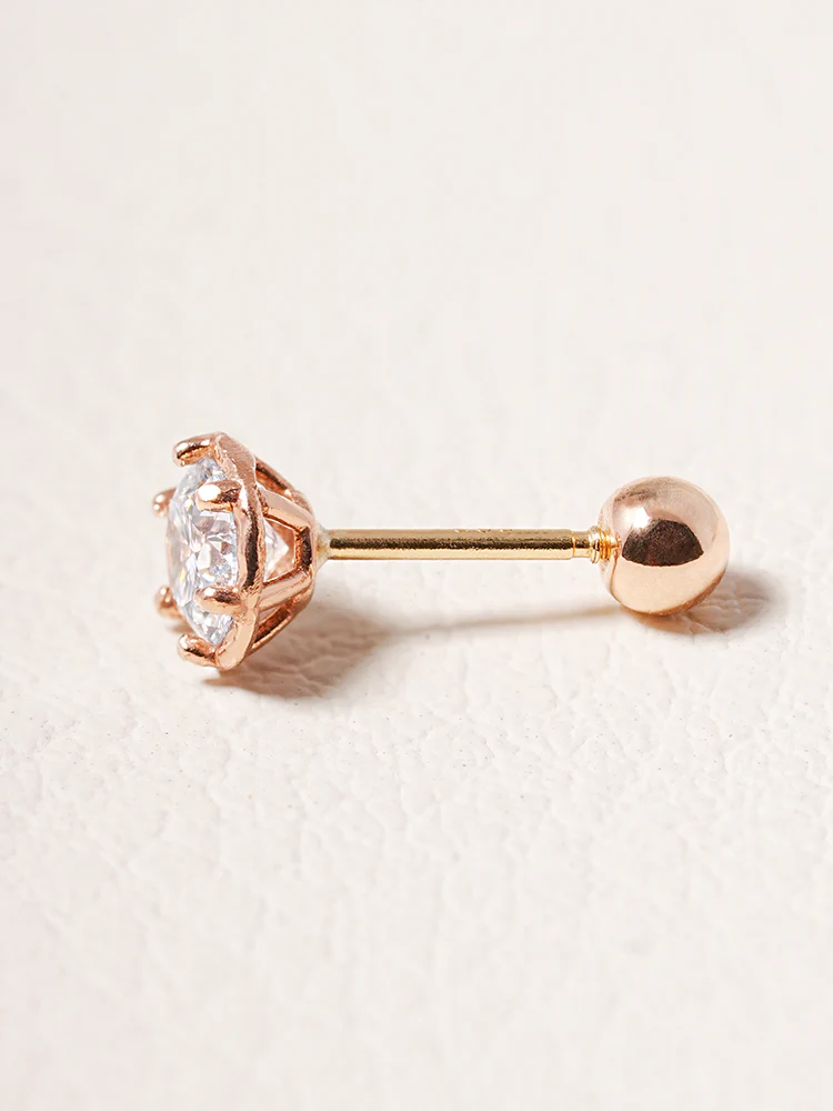 14K Solid Gold Lab Diamond Grace Cartilage Earring 20G18G16G - Image 24