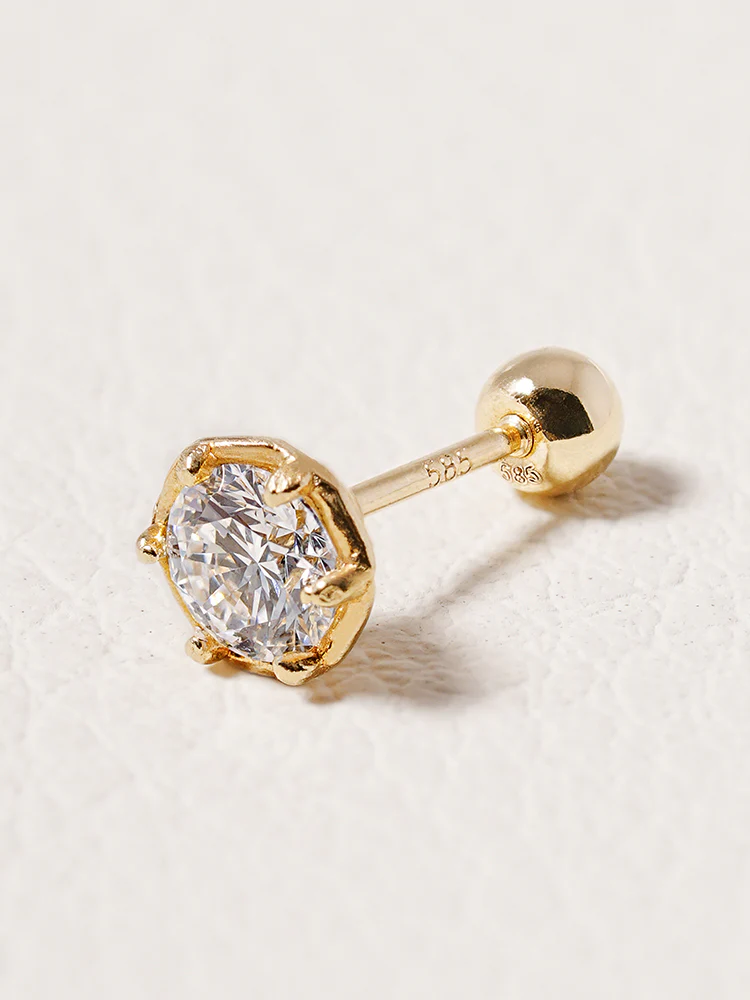 14K Solid Gold Lab Diamond Grace Cartilage Earring 20G18G16G - Image 25