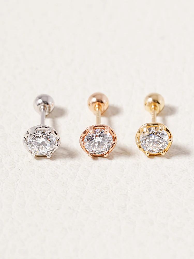 14K Solid Gold Lab Diamond Grace Cartilage Earring 20G18G16G - Image 8