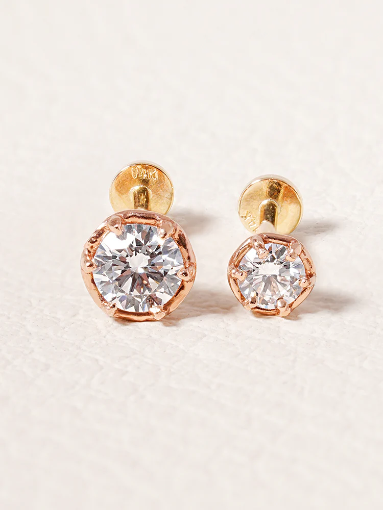 14K Solid Gold Lab Diamond Grace Internally Threaded Labret Piercing 20G - Image 10