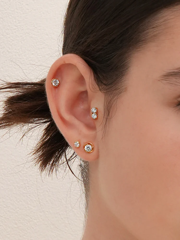 14K Solid Gold Lab Diamond Grace Internally Threaded Labret Piercing 20G - Image 7