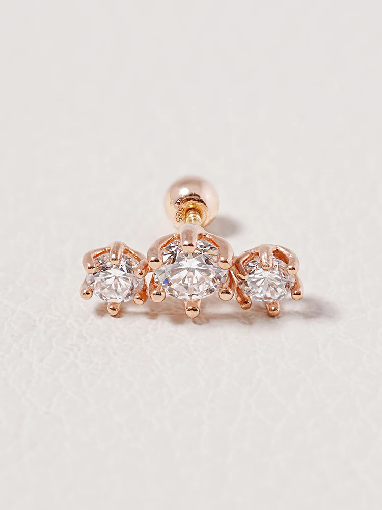 14K Solid Gold Lab Diamond Lumiere Cartilage Earring 20G18G16G - Image 10
