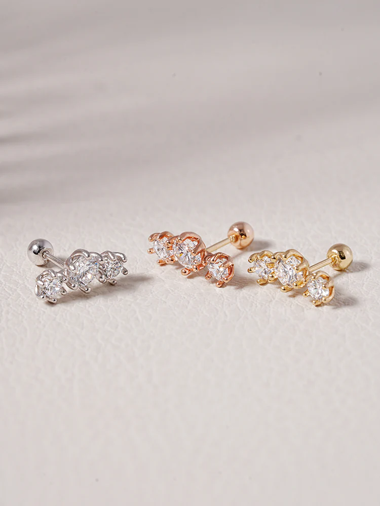 14K Solid Gold Lab Diamond Lumiere Cartilage Earring 20G18G16G - Image 12