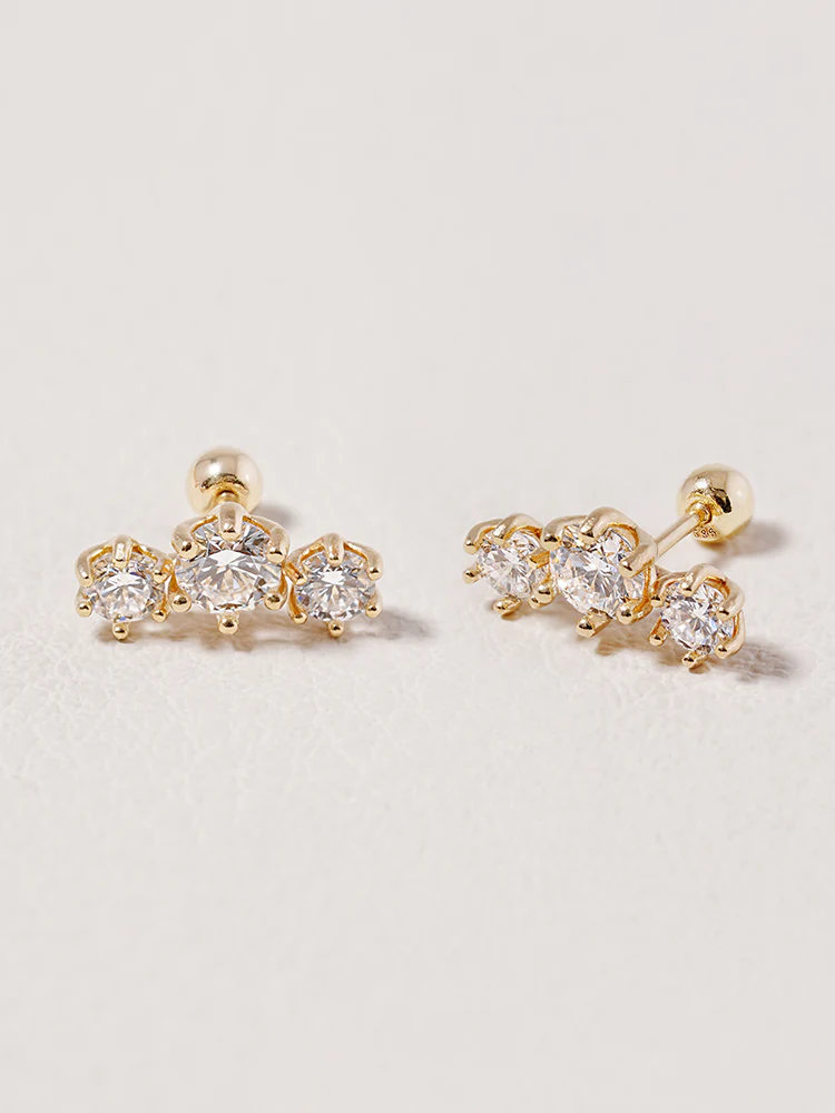 14K Solid Gold Lab Diamond Lumiere Cartilage Earring 20G18G16G - Image 14