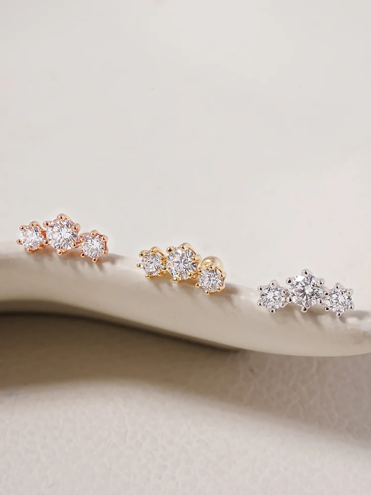 14K Solid Gold Lab Diamond Lumiere Cartilage Earring 20G18G16G - Image 17