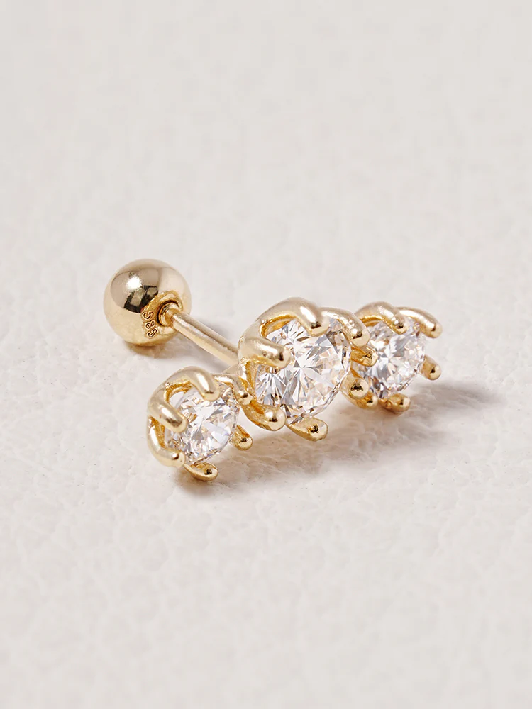 14K Solid Gold Lab Diamond Lumiere Cartilage Earring 20G18G16G - Image 19