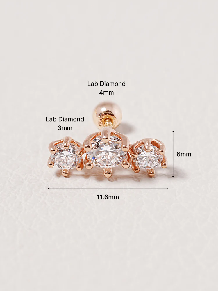 14K Solid Gold Lab Diamond Lumiere Cartilage Earring 20G18G16G - Image 20