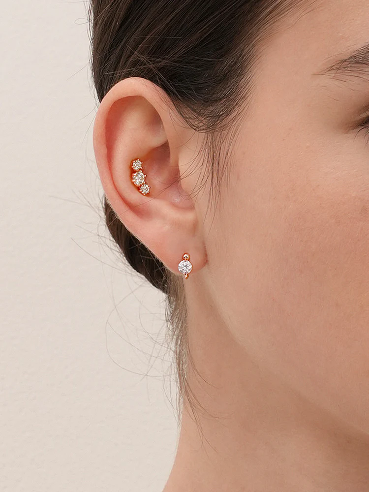 14K Solid Gold Lab Diamond Lumiere Internally Threaded Labret Piercing 20G - Image 11