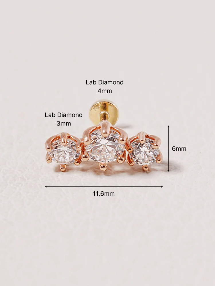 14K Solid Gold Lab Diamond Lumiere Internally Threaded Labret Piercing 20G - Image 18