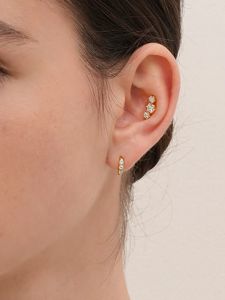 14K Solid Gold Lab Diamond Lumiere Internally Threaded Labret Piercing 20G - Image 5