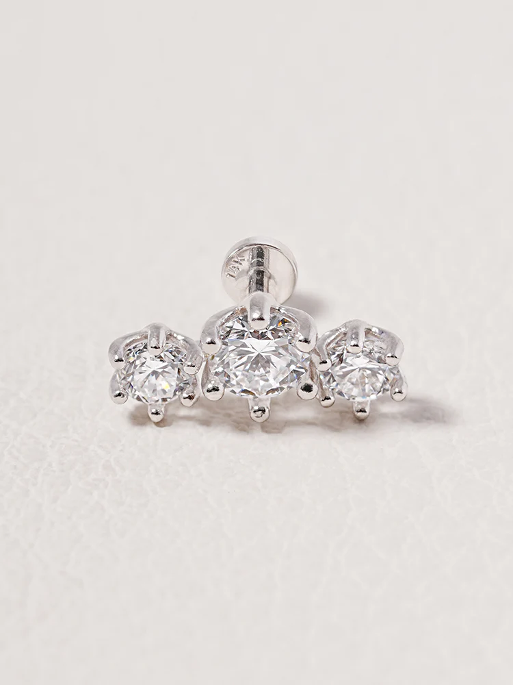 14K Solid Gold Lab Diamond Lumiere Internally Threaded Labret Piercing 20G - Image 6