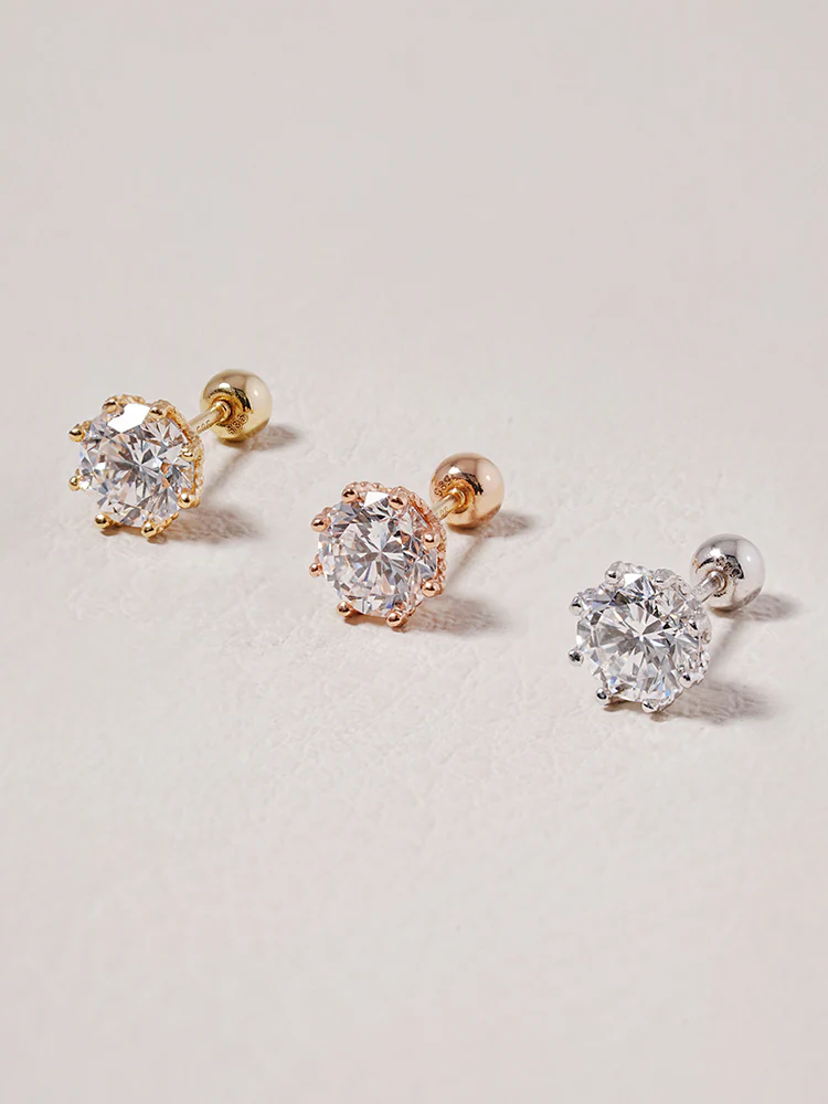 14K Solid Gold Lab Diamond Queen's Bloom Cartilage Earring 20G18G16G - Image 12
