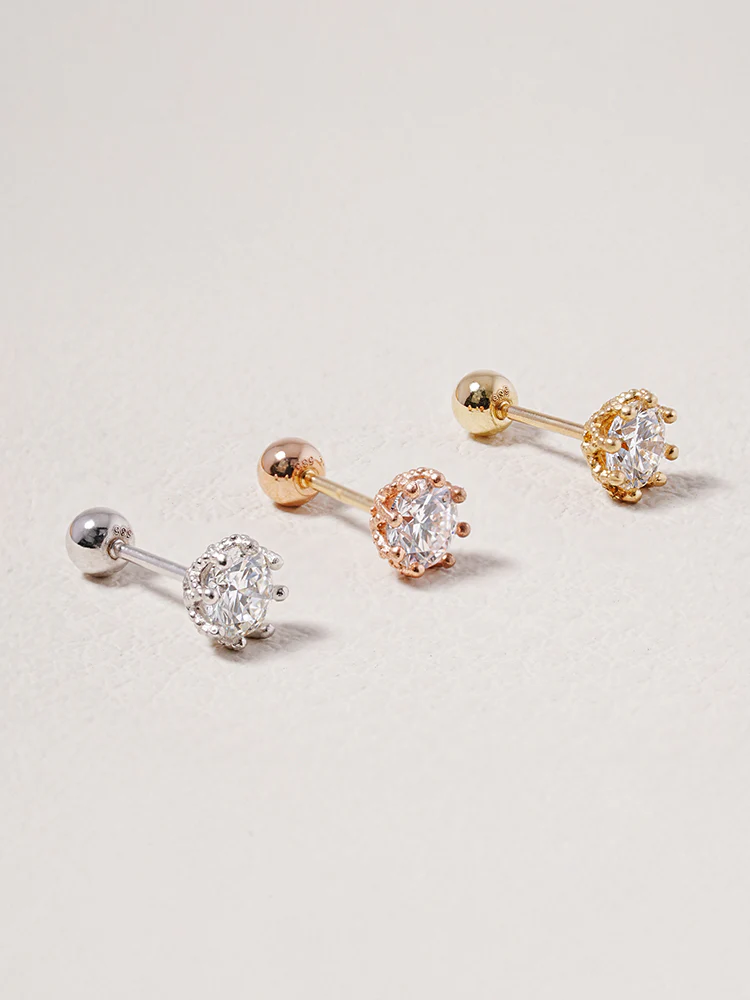 14K Solid Gold Lab Diamond Queen's Bloom Cartilage Earring 20G18G16G - Image 14