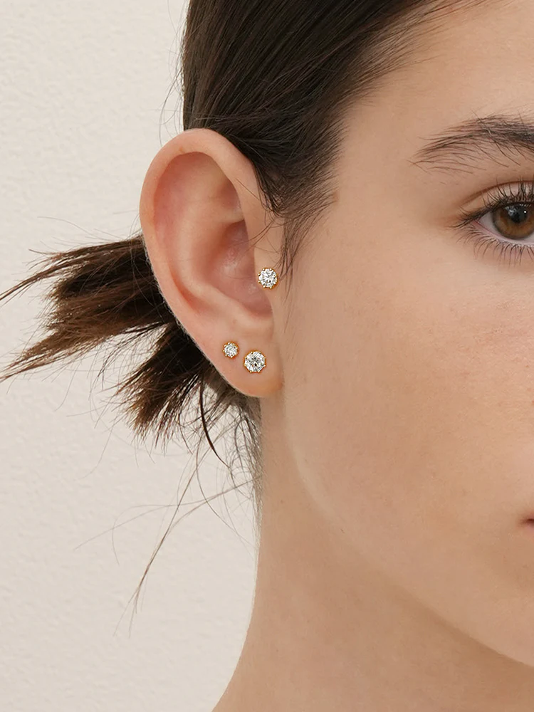 14K Solid Gold Lab Diamond Queen's Bloom Cartilage Earring 20G18G16G - Image 15