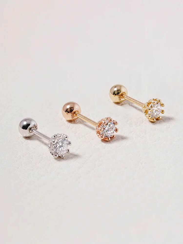14K Solid Gold Lab Diamond Queen's Bloom Cartilage Earring 20G18G16G - Image 16