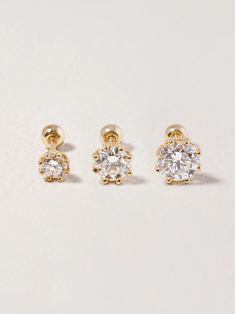 14K Solid Gold Lab Diamond Queen's Bloom Cartilage Earring 20G18G16G - Image 19