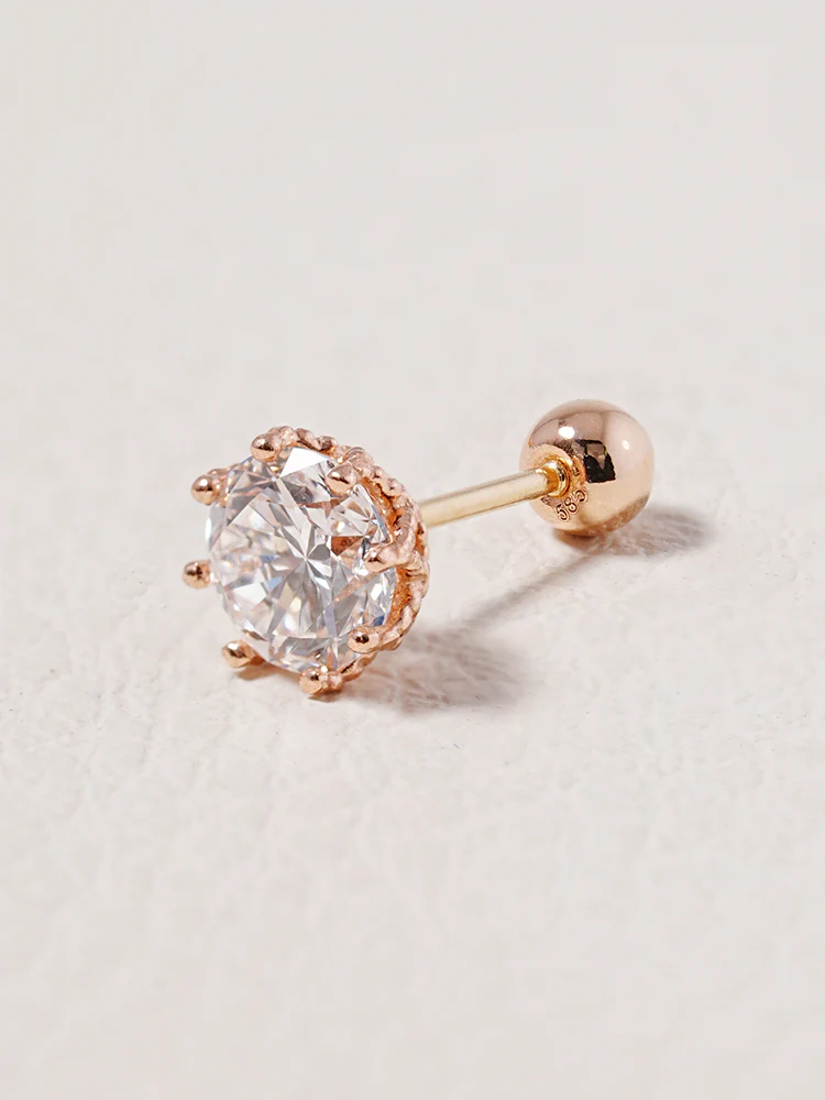 14K Solid Gold Lab Diamond Queen's Bloom Cartilage Earring 20G18G16G - Image 22