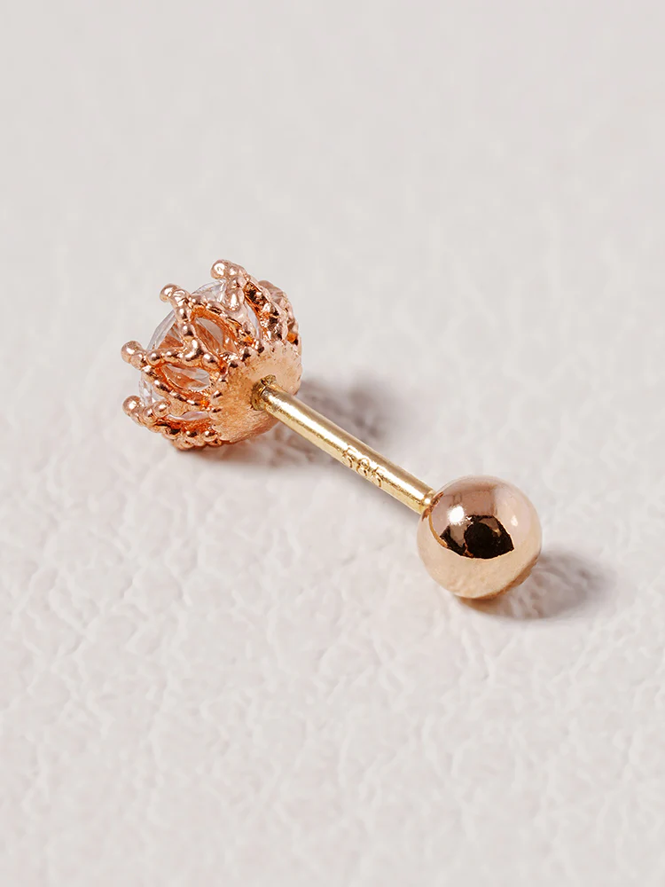 14K Solid Gold Lab Diamond Queen's Bloom Cartilage Earring 20G18G16G - Image 23