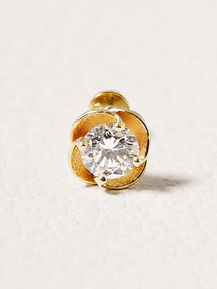 14K Solid Gold Lab Diamond Rose Internally Threaded Labret Piercing 20G - Image 21