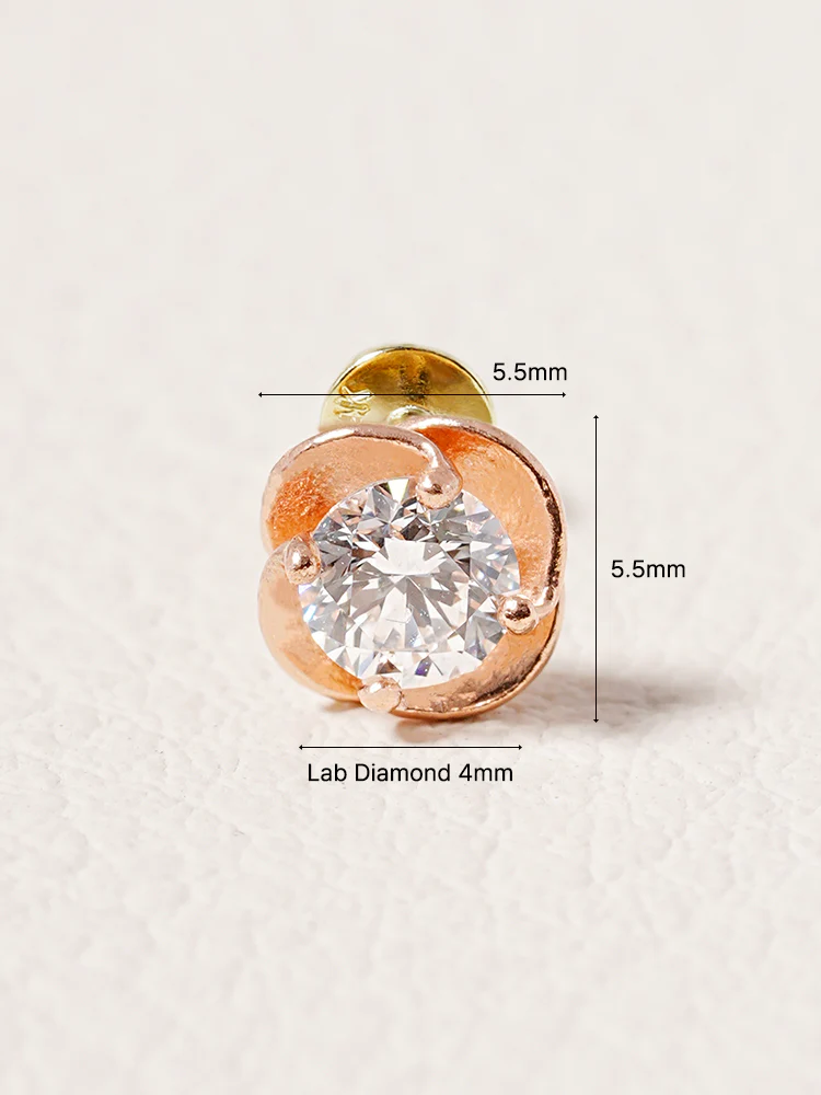 14K Solid Gold Lab Diamond Rose Internally Threaded Labret Piercing 20G - Image 26