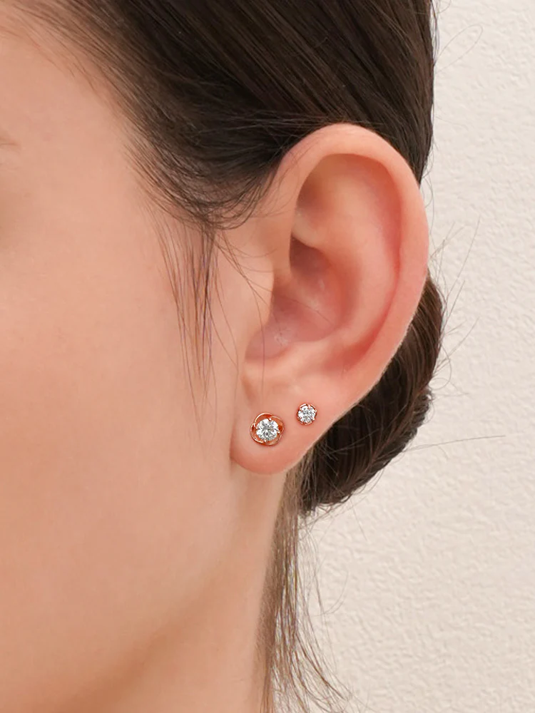 14K Solid Gold Lab Diamond Rose Internally Threaded Labret Piercing 20G - Image 9
