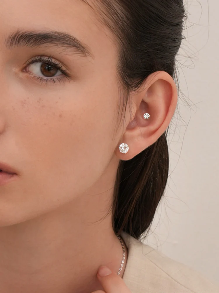 14K Solid Gold Lab Diamond Shine Classic Cartilage Earring 20G - Image 8