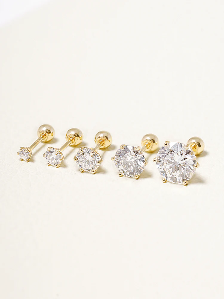 14K Solid Gold Lab Diamond Shine Classic Cartilage Earring 20G - Image 9