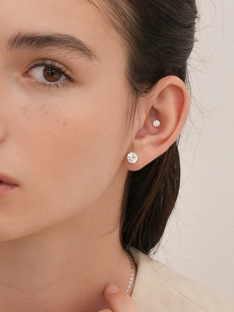 14K Solid Gold Lab Diamond Shine Classic Internally Threaded Labret Piercing 20G - Image 10