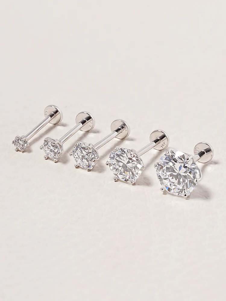 14K Solid Gold Lab Diamond Shine Classic Internally Threaded Labret Piercing 20G - Image 14