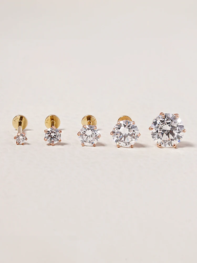 14K Solid Gold Lab Diamond Shine Classic Internally Threaded Labret Piercing 20G - Image 17
