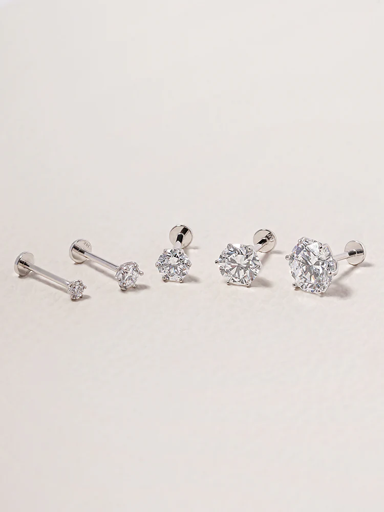 14K Solid Gold Lab Diamond Shine Classic Internally Threaded Labret Piercing 20G - Image 20