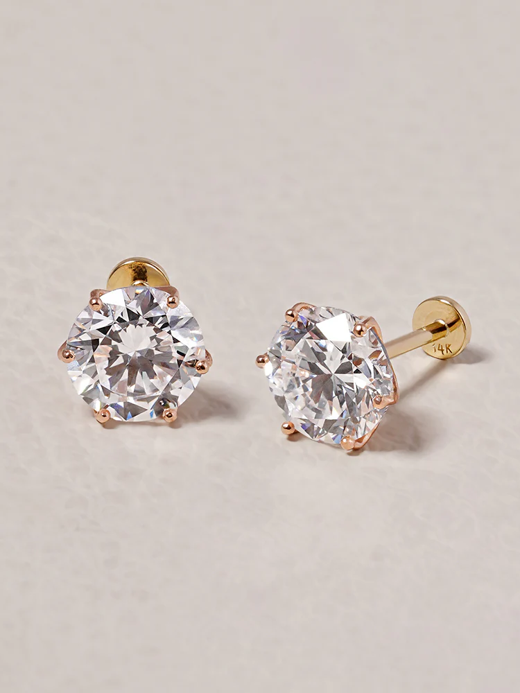 14K Solid Gold Lab Diamond Shine Classic Internally Threaded Labret Piercing 20G - Image 22