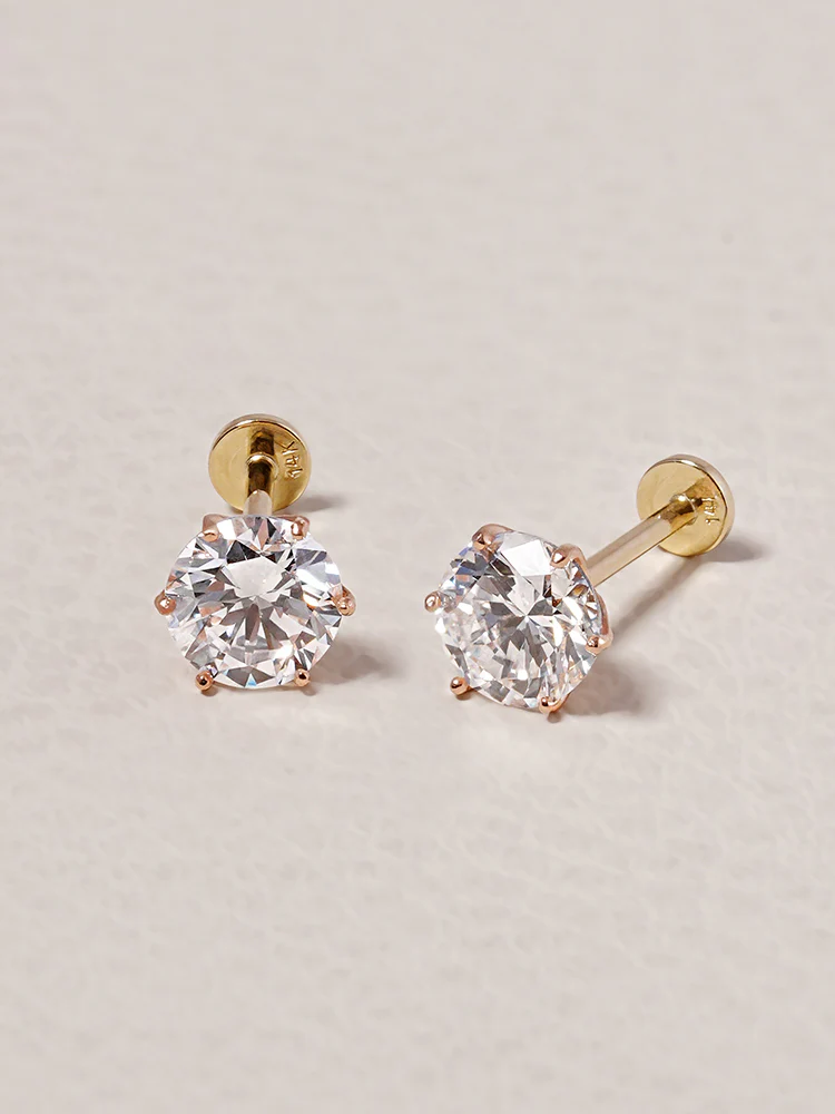14K Solid Gold Lab Diamond Shine Classic Internally Threaded Labret Piercing 20G - Image 23