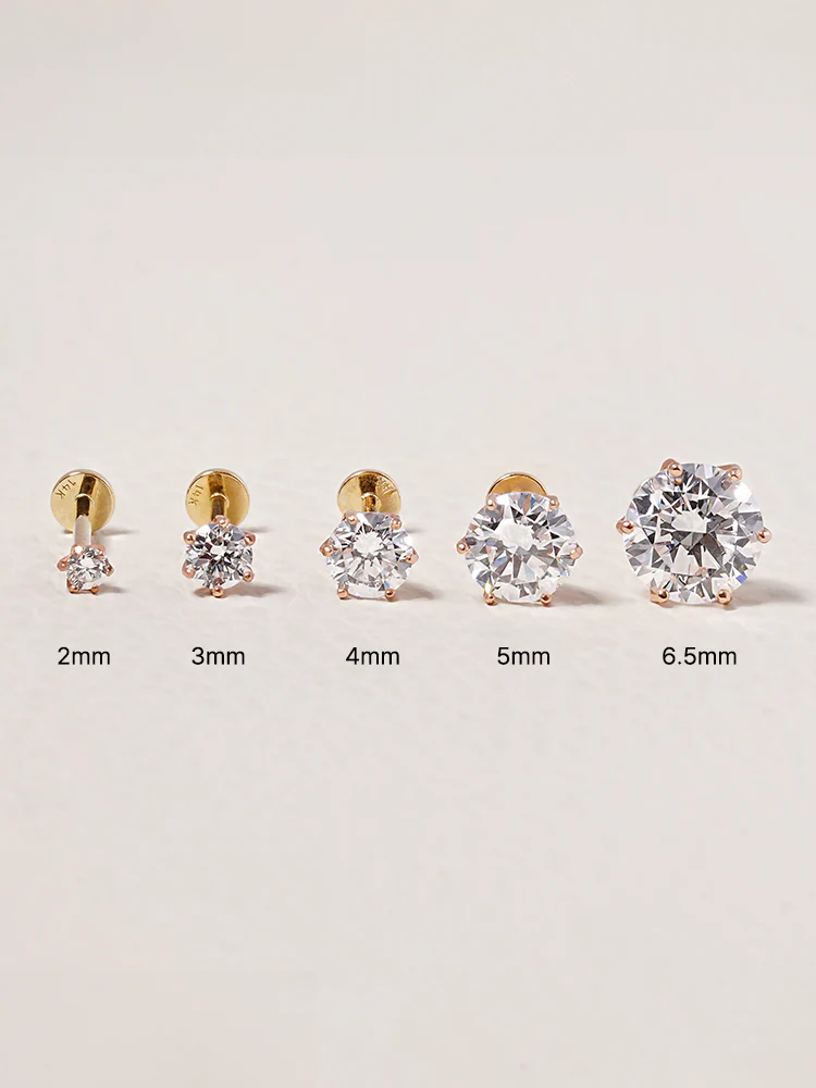 14K Solid Gold Lab Diamond Shine Classic Internally Threaded Labret Piercing 20G - Image 31