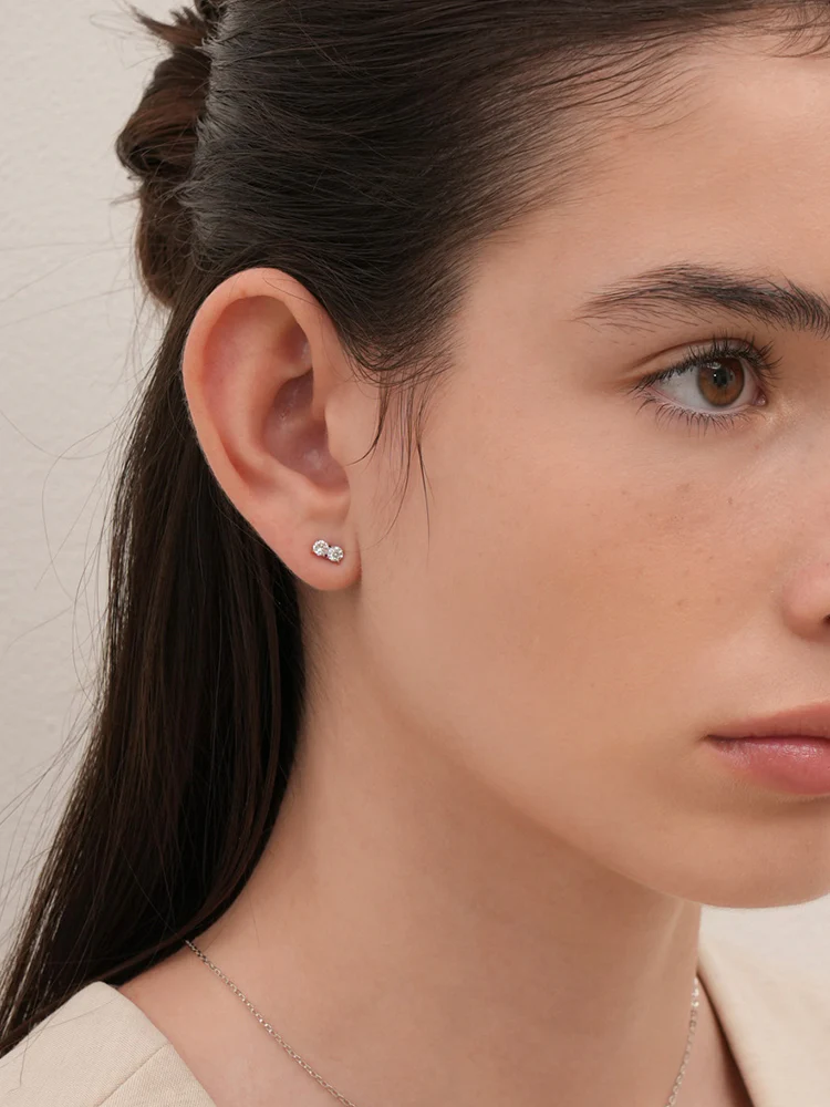 14K Solid Gold Lab Diamond Twin Stud Cartilage Earring 20G18G16G - Image 12