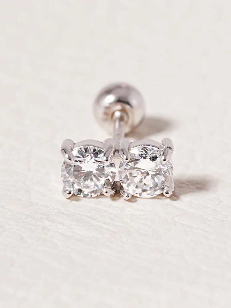 14K Solid Gold Lab Diamond Twin Stud Cartilage Earring 20G18G16G - Image 17