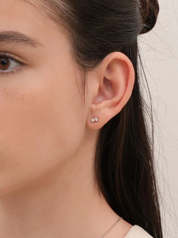 14K Solid Gold Lab Diamond Twin Stud Cartilage Earring 20G18G16G - Image 8