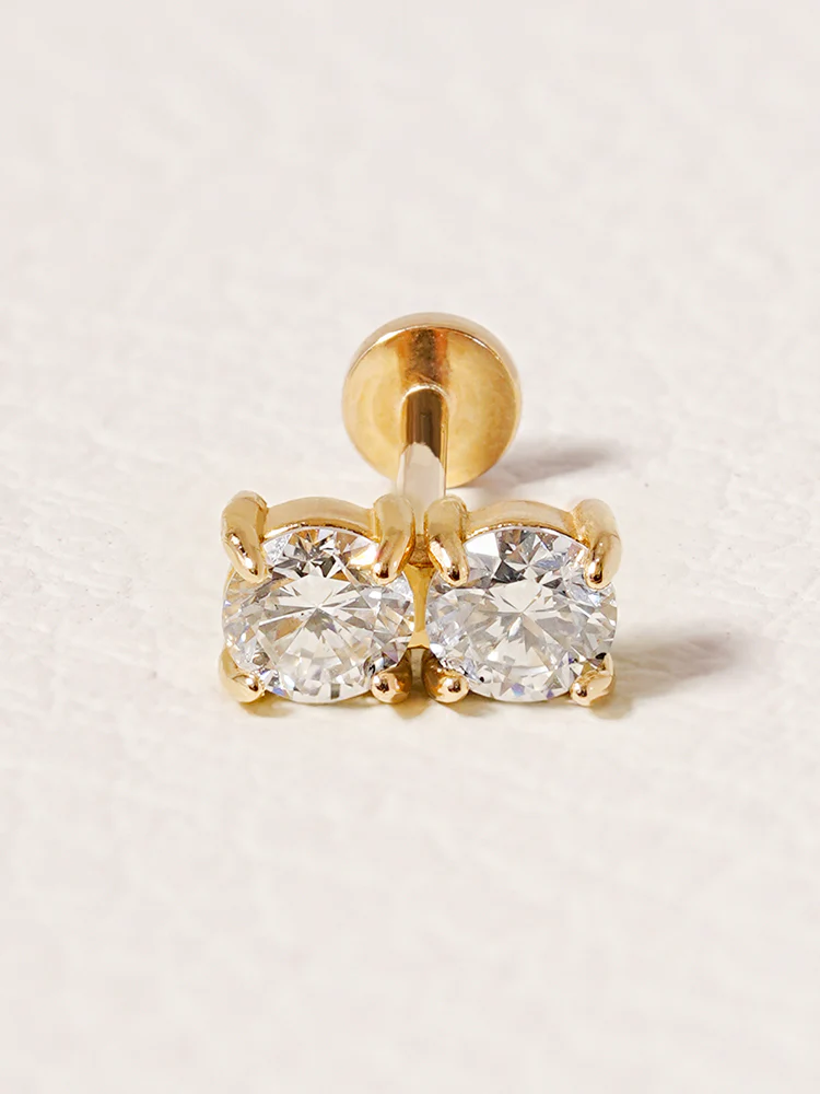 14K Solid Gold Lab Diamond Twin Stud Internally Threaded Labret Piercing 20G - Image 19