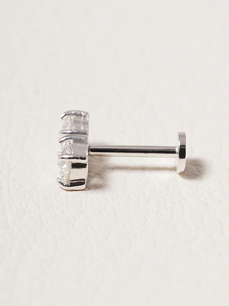 14K Solid Gold Lab Diamond Twin Stud Internally Threaded Labret Piercing 20G - Image 21