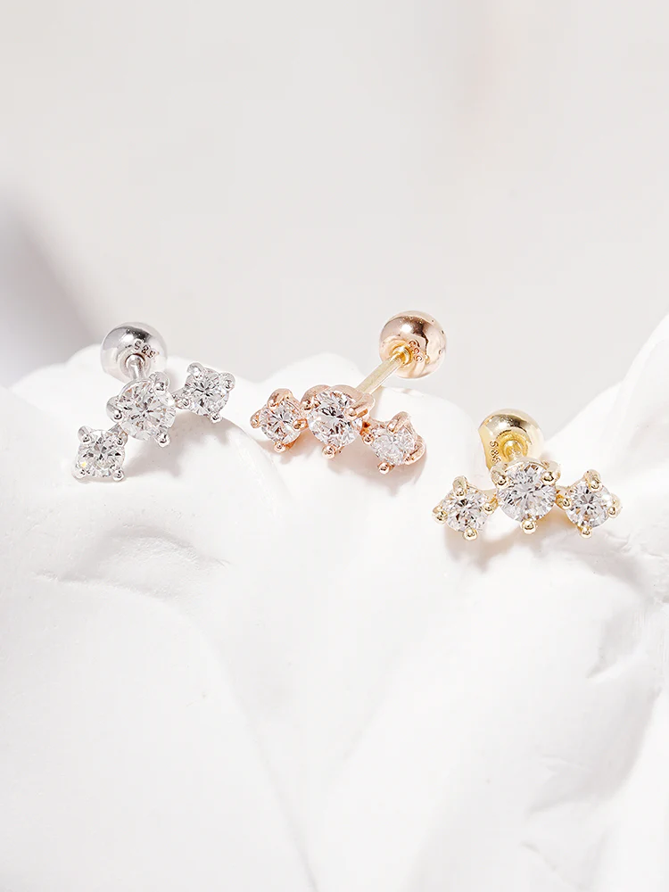 14K Solid Gold Lab Diamond Twinkle Crown Cartilage Earring 20G18G16G - Image 13