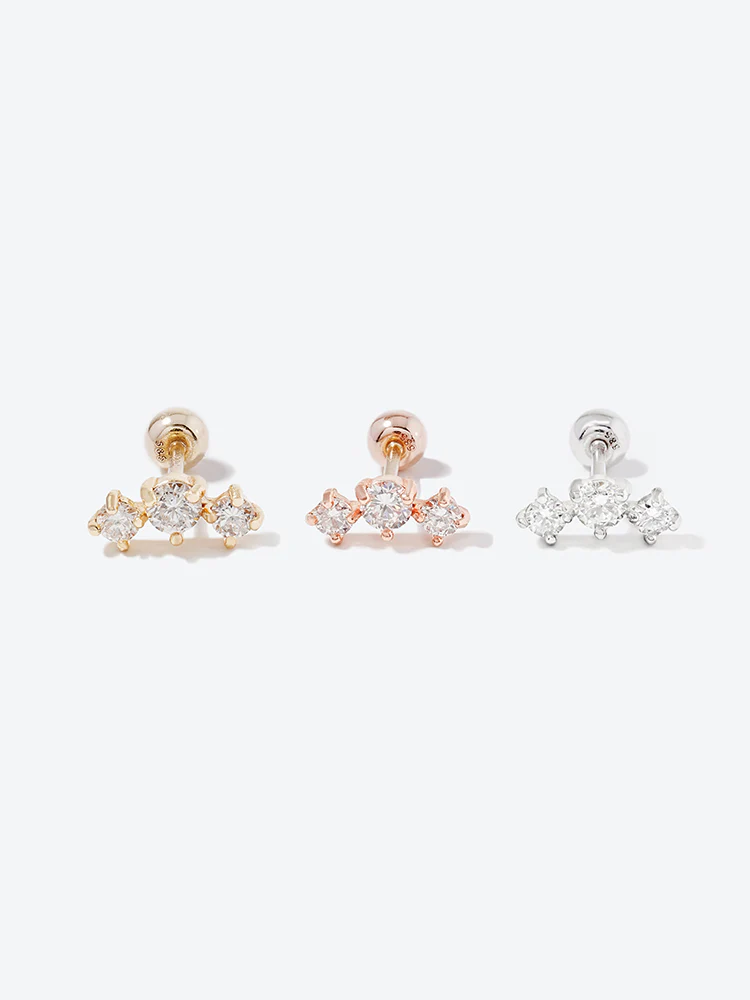 14K Solid Gold Lab Diamond Twinkle Crown Cartilage Earring 20G18G16G - Image 20
