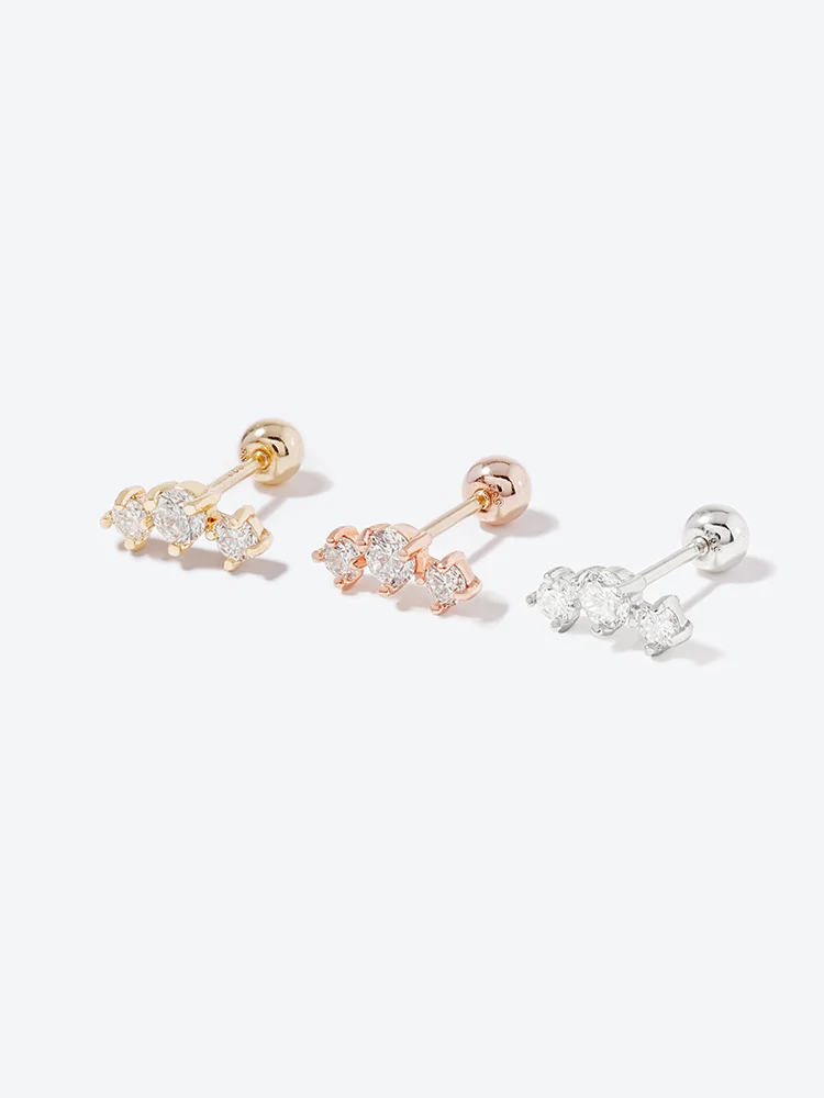 14K Solid Gold Lab Diamond Twinkle Crown Cartilage Earring 20G18G16G - Image 21